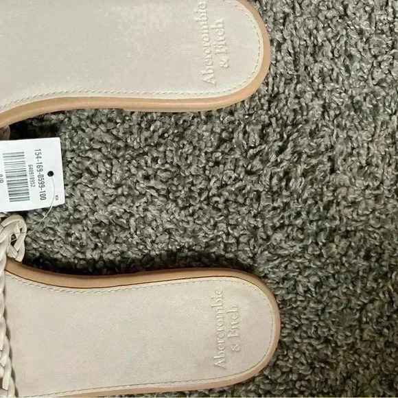Abercrombie & Fitch Woven Slides Slip On Sandals Women's Size 8/9 Cream / Nude - Picture 2 of 4